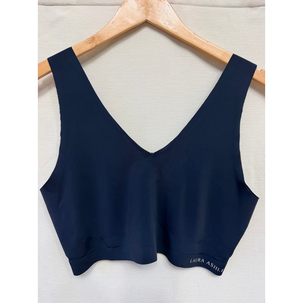 Laura Ashley Navy Blue Seamless Bralette Womens 1X V Neck Wireless Support
